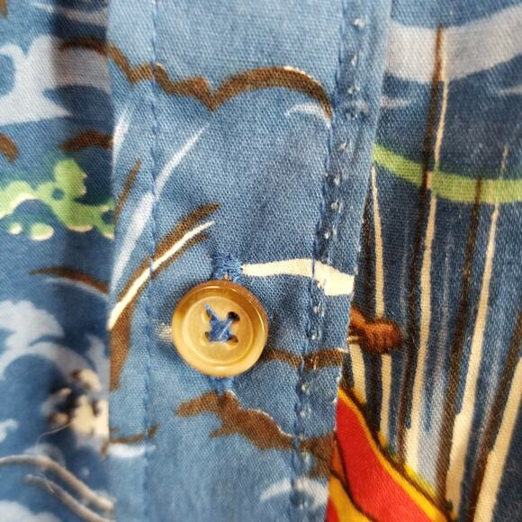 paperdenim&cloth NWT Men's Hawaiian Surfer Print Short Sleeve Button Up Medium - Picture 6 of 8